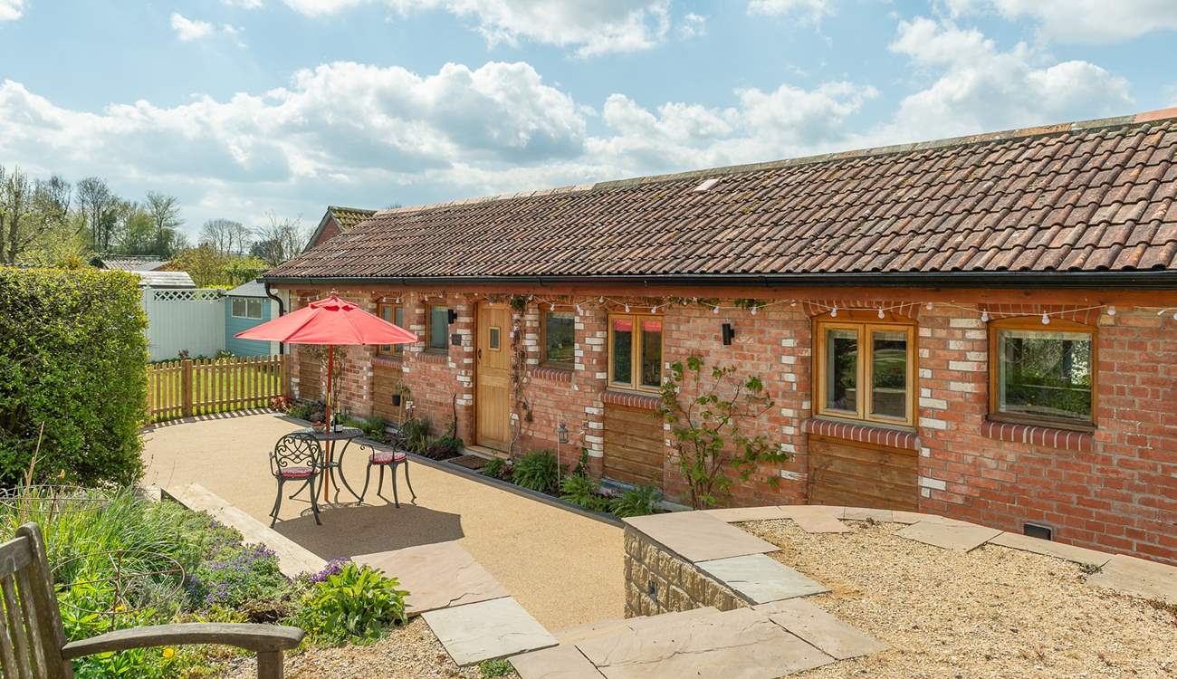 Looking down at Swallows' Rest from your raised seating-area.