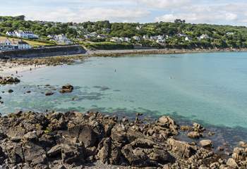 The crystal water at Coverack is a great place for a sea swim. 