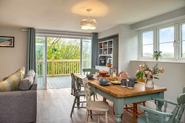 From the dining-area you can step straight out onto to the decking.