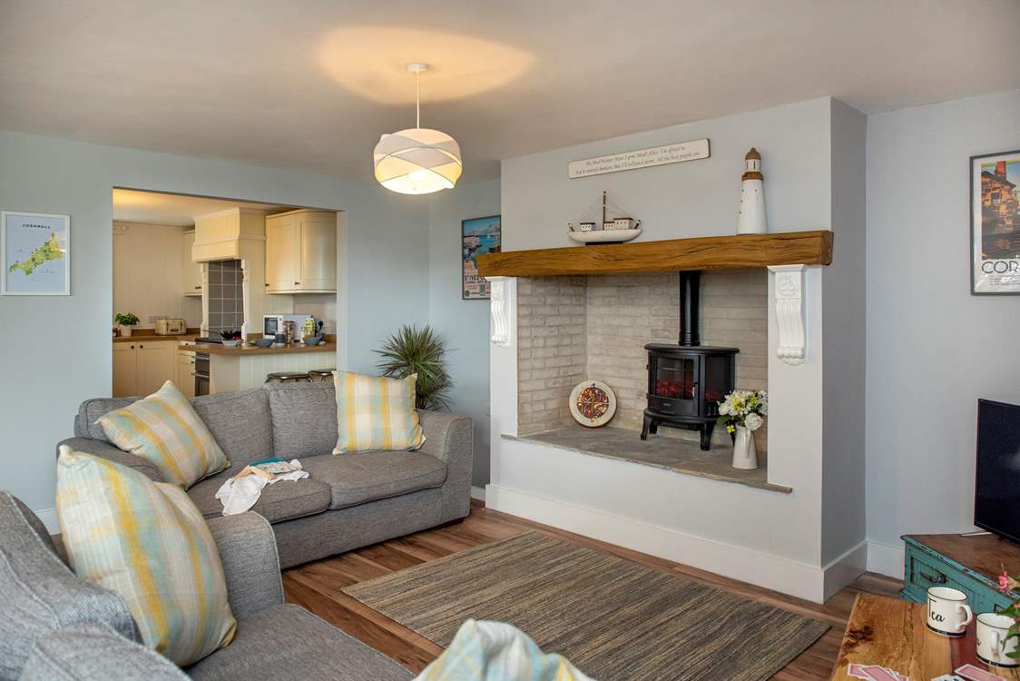 The electric stove gives you all the romance of a wood-burning stove without the hassle.