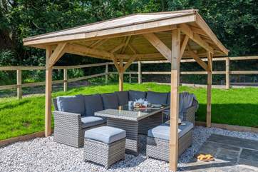 Enjoy al fresco dining under the gorgeous gazebo.