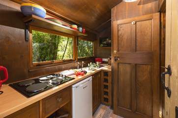 The kitchen is well-equipped.