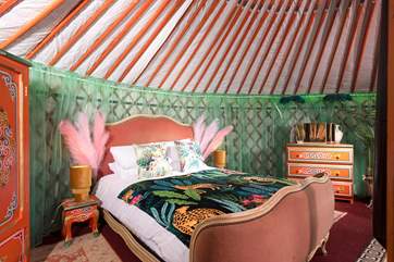 The sumptuous double bed is idyllic for a peaceful night's sleep.