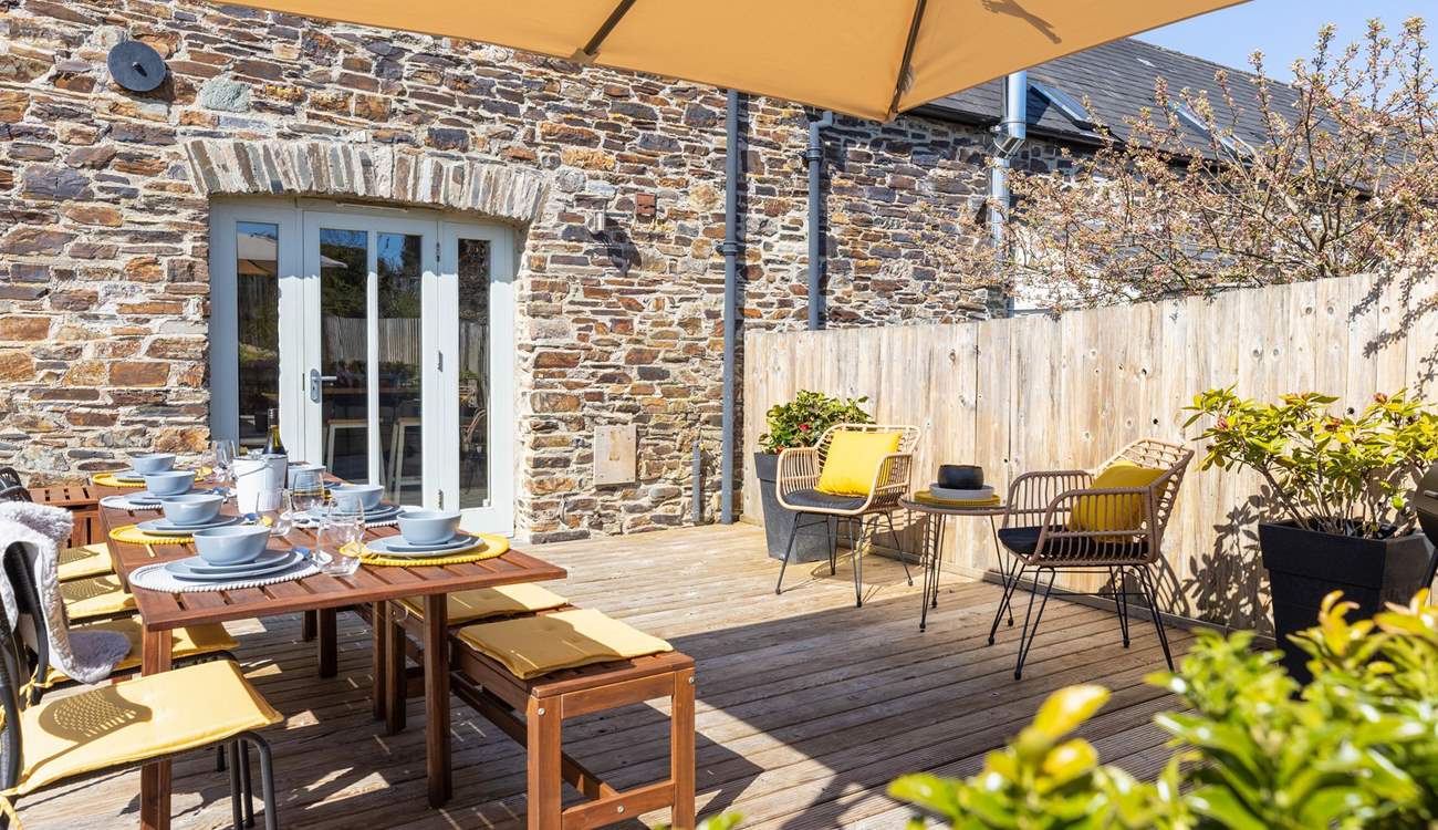 The outside space is a holiday dream.