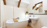 The family bathroom with exposed beams is lovely. - Thumbnail Image