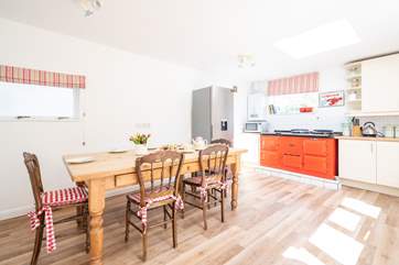 The spacious kitchen with Aga.