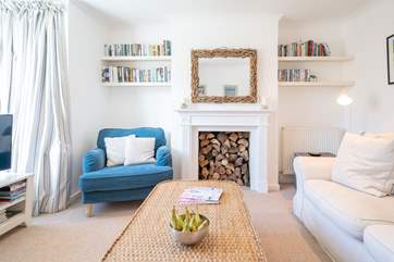The stylish sitting-room to the front of the house.