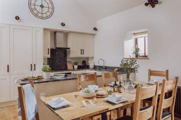 The large dining-table is perfect for celebratory meals.