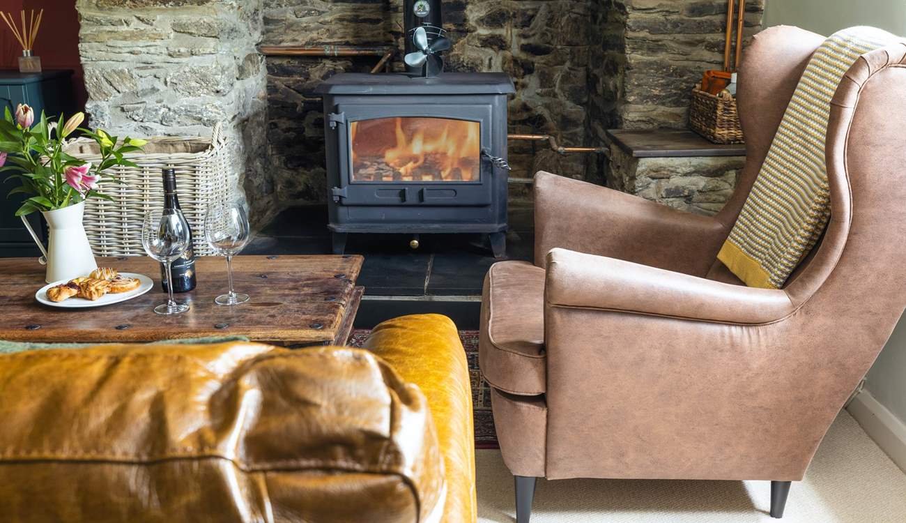 Beautiful glowing wood-burner.