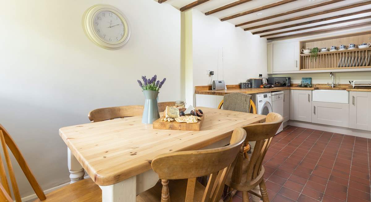 Step into the kitchen and dining area.