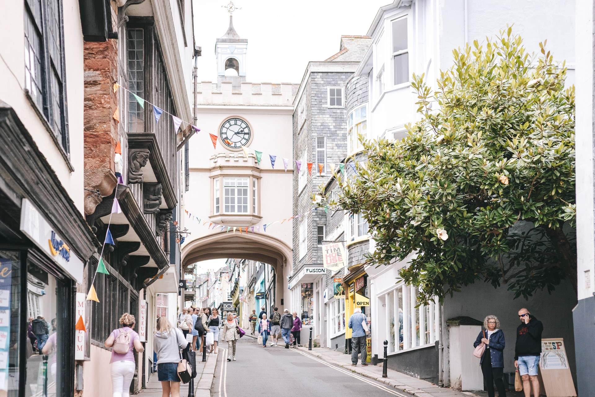 Totnes is a vibrant town with lots of independent shops and eateries.