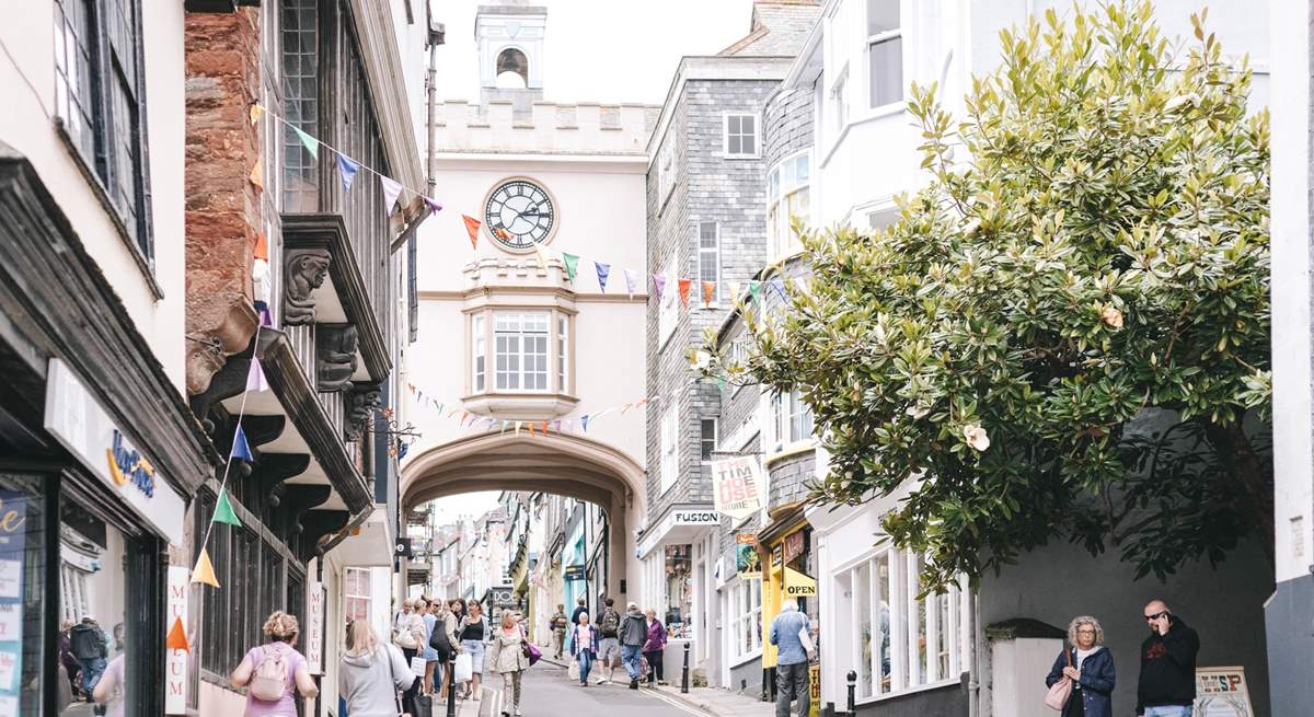 Totnes is a vibrant town with lots of independent shops and eateries.