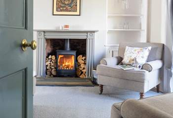 The wood-burning stove will keep you warm in the cooler months.