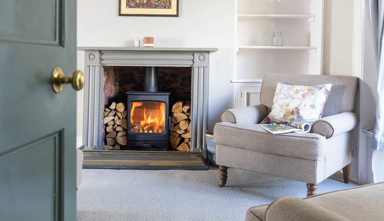 The wood-burning stove will keep you warm in the cooler months.