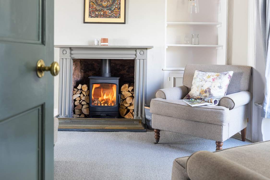 The wood-burning stove will keep you warm in the cooler months.