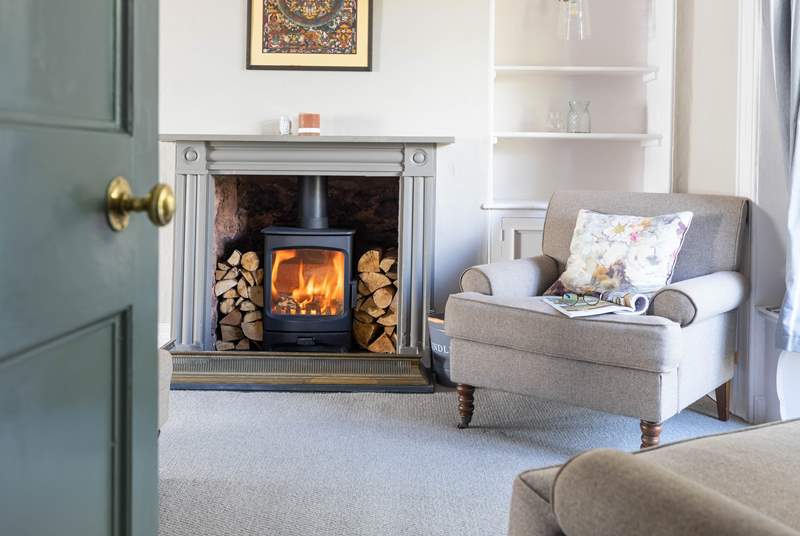 The wood-burning stove will keep you warm in the cooler months.