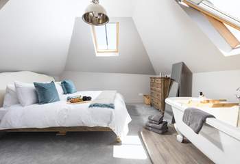 Bedroom 1 is simply fabulous and has the added luxury of a free-standing bath.