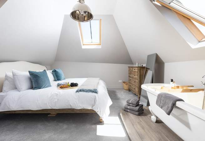 Bedroom 1 is simply fabulous and has the added luxury of a free-standing bath.