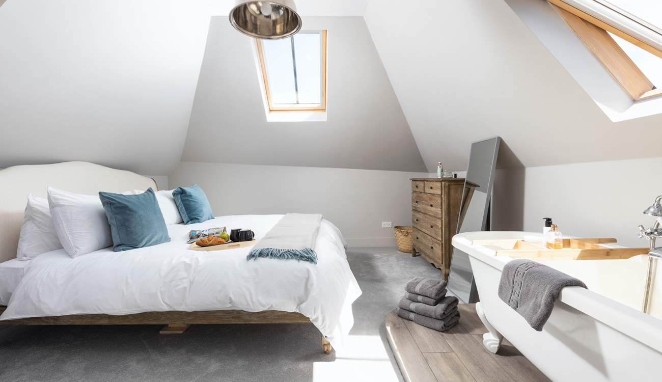 Bedroom 1 is simply fabulous and has the added luxury of a free-standing bath.