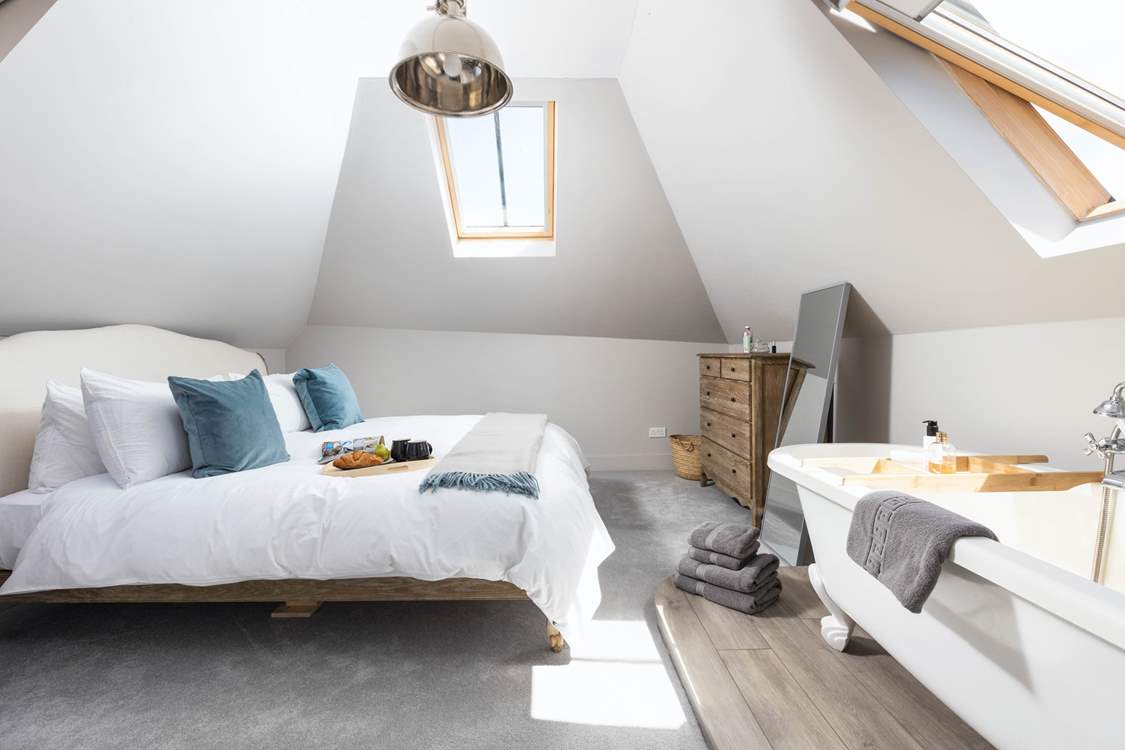 Bedroom 1 is simply fabulous and has the added luxury of a free-standing bath.