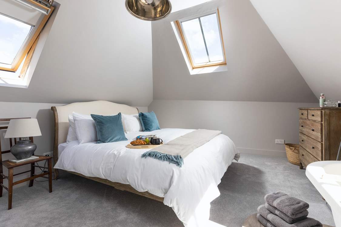 Filled with light from two Velux windows, bedroom 1 is a delight.