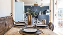 Sociable dining in the kitchen/diner.