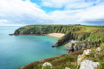 The beautiful Skrinkle Haven Beach, only 140 steps down to the sand beach below.