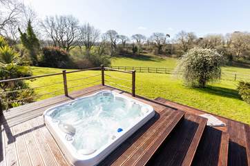 The outlook from the hot tub is very tranquil.