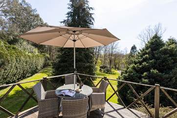 The wrap-around patio is the perfect place for morning coffee or an evening aperitif.