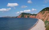 The World Heritage Jurassic Coast starts in east Devon - this is the beach at the western end of Sidmouth, sand at low tide. - Thumbnail Image