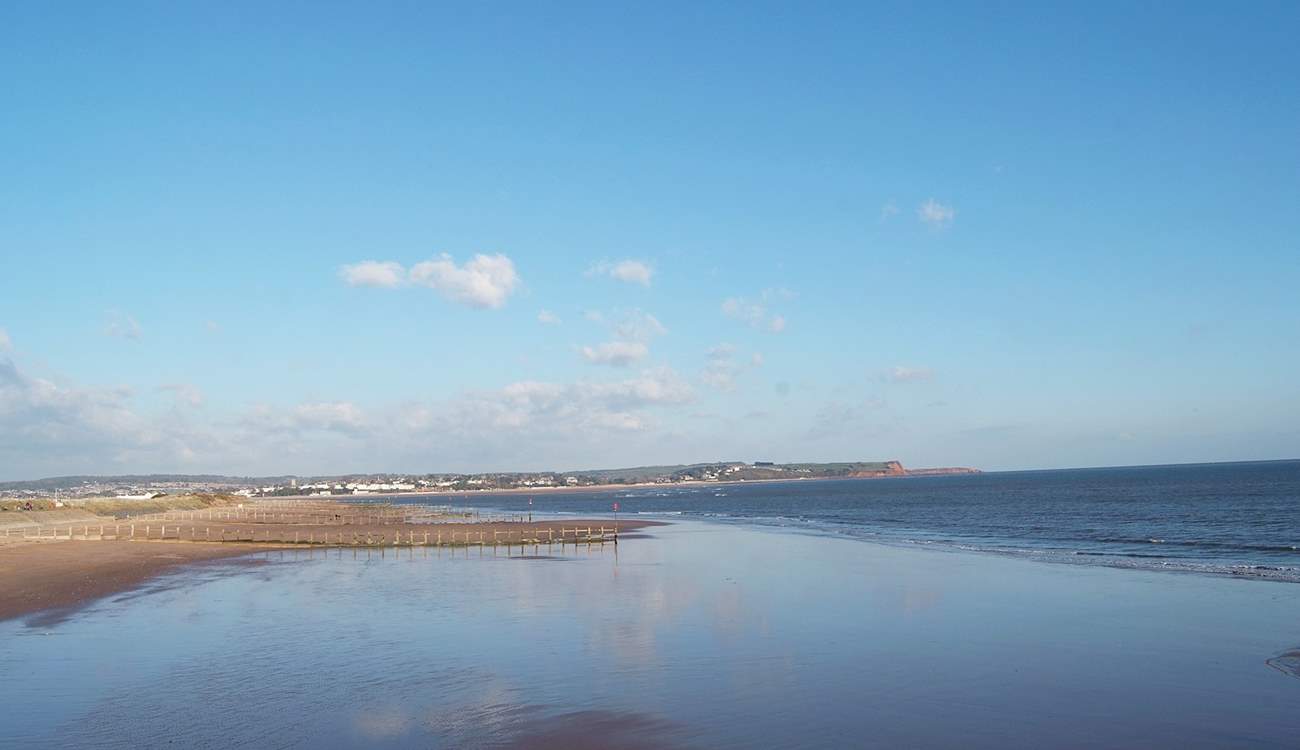 The calming sandy beach at Dawlish Warren.