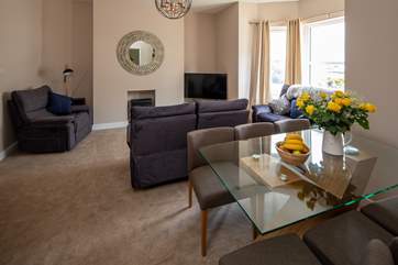 Open plan sitting and dining area.