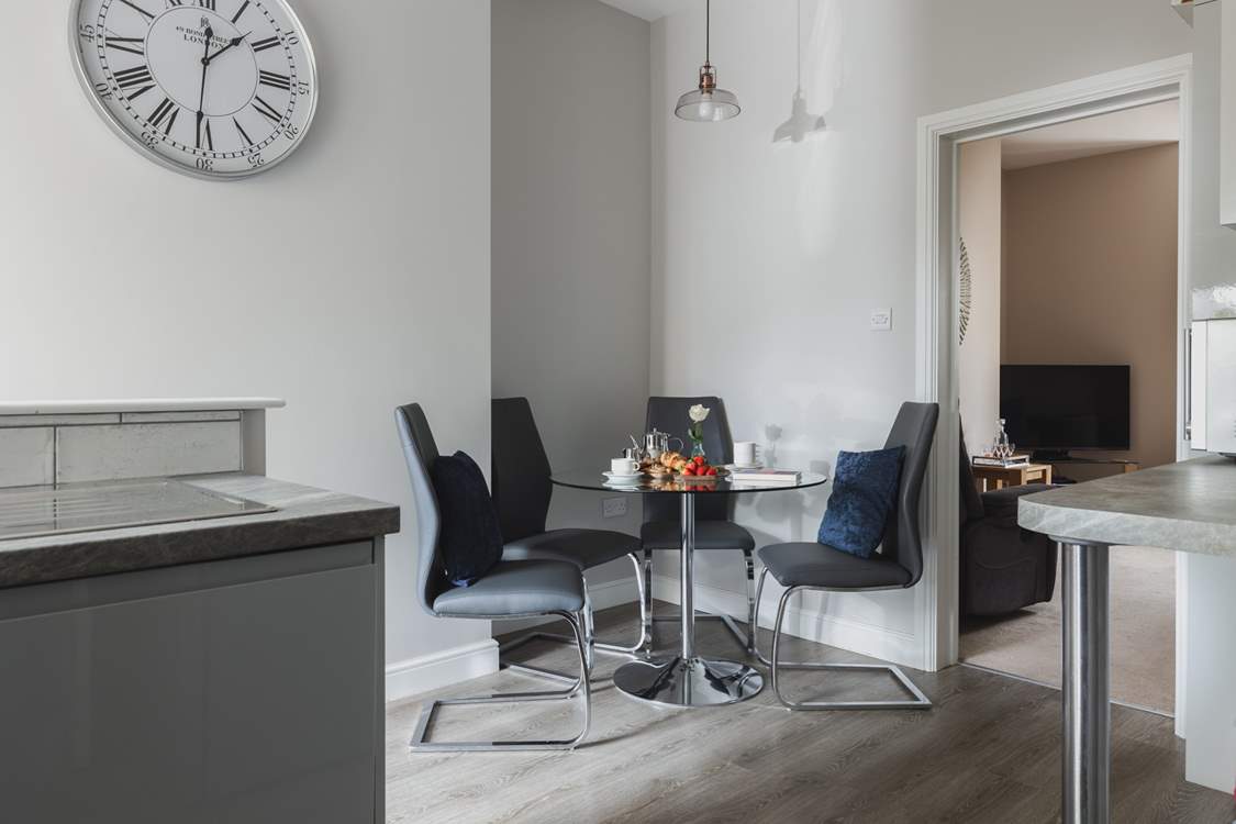 The kitchen/diner also offers the perfect spot to enjoy breakfast and plan the day's adventures.
