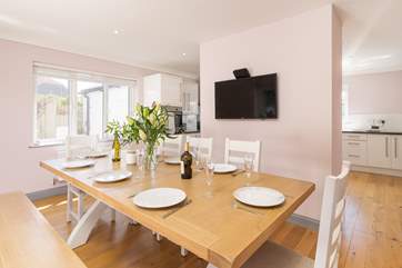 The dining-area is light and bright and perfect for socialising.