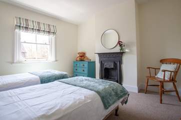 A comfortable twin bedroom.