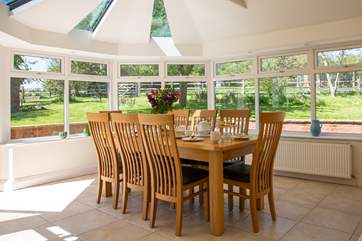 The conservatory has great views over the garden.