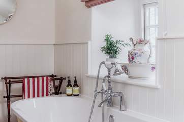 The family bathroom is also located on the first floor and oozes indulgence.