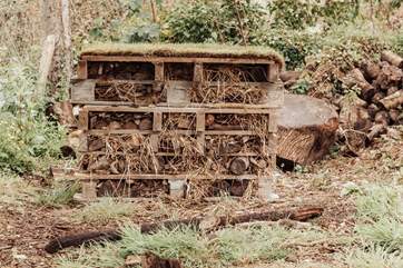 Overlooking the stream there's an adorable bug hotel which the owners’ children have created just for you.