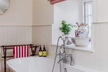The family bathroom is also located on the first floor and oozes indulgence.