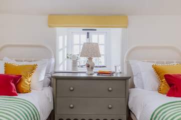 Bedroom 3 is a sweet little room with twin beds.