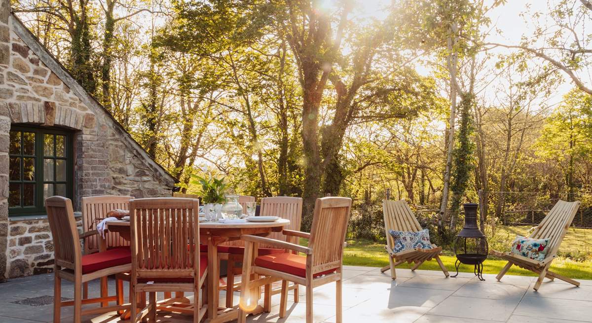 The outside dining-table is perfect for breakfast al fresco.