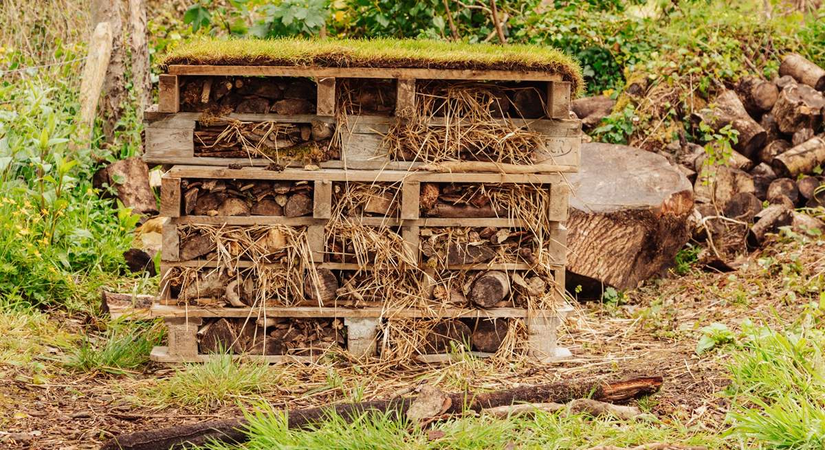 Overlooking the stream there's an adorable bug hotel which the owners’ children have created just for you.