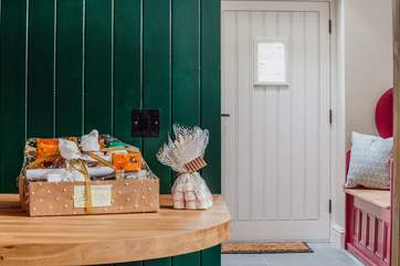 The wonderful hamper that awaits you, full of local goodies.
