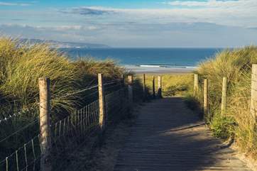 Take a stroll down through the sand dunes at Gwithian, near Hayle.