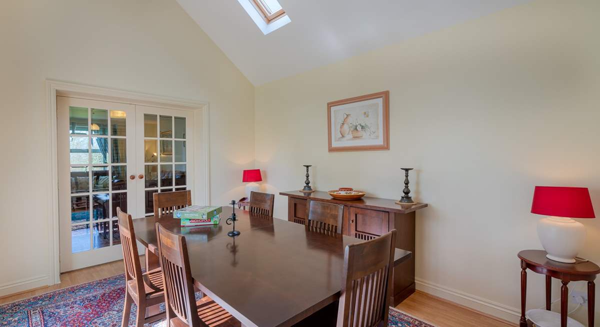 Stylish dining-room for relaxed holiday meals or a board game or two.