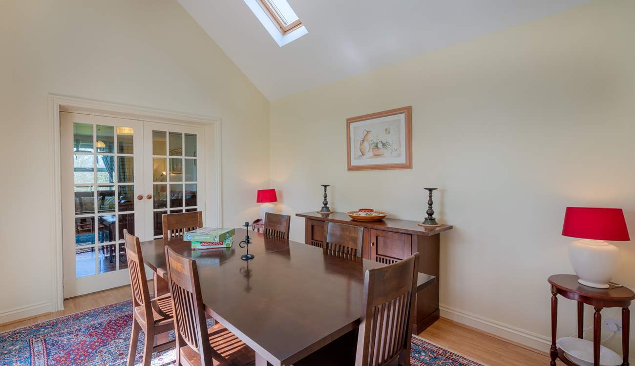 Stylish dining-room for relaxed holiday meals or a board game or two.