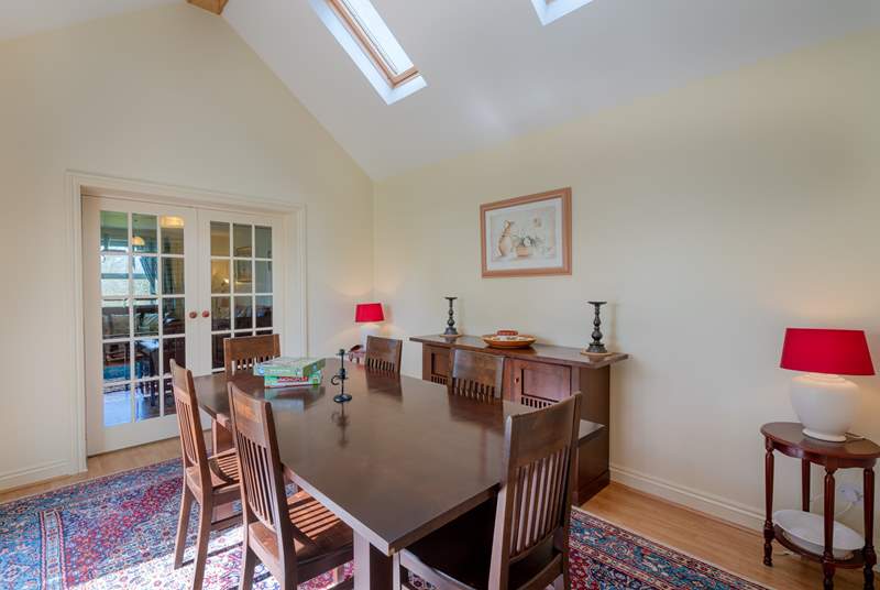 Stylish dining-room for relaxed holiday meals or a board game or two.