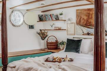 The spacious, light and airy main bedroom or 'cabin'.