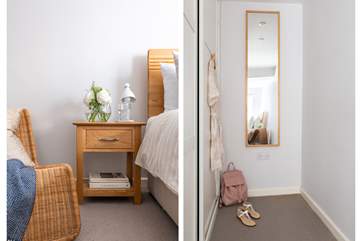 The dressing area and beautiful furnishings.