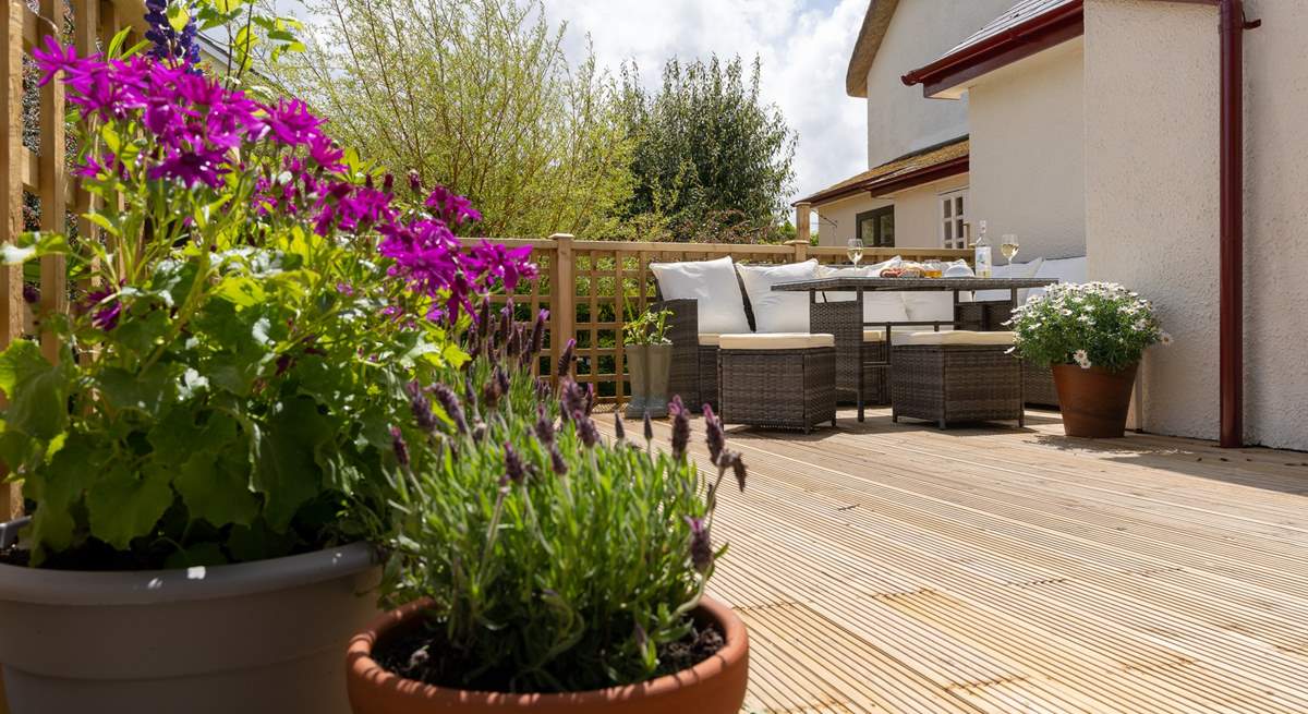 The decking area, in the background you can see the corner of the inn.